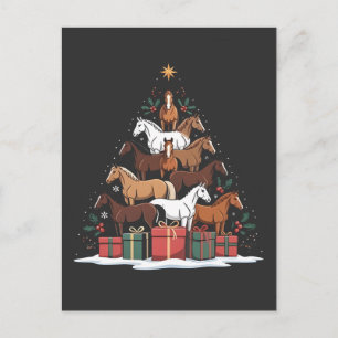 Postal De Anuncios Caballo con forma de árbol de Navidad Equine Xmas