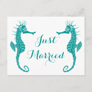 Postal De Anuncios Caballo de Mar Boda en la Playa Turquesa Casados