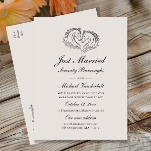 Postal De Anuncios Caballo recién Casado Rústico Elegante Boda De Cam