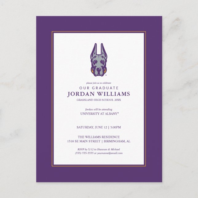 Postal De Anuncios Cabeza de mascota Great Dane de la Universidad de  (Anverso)