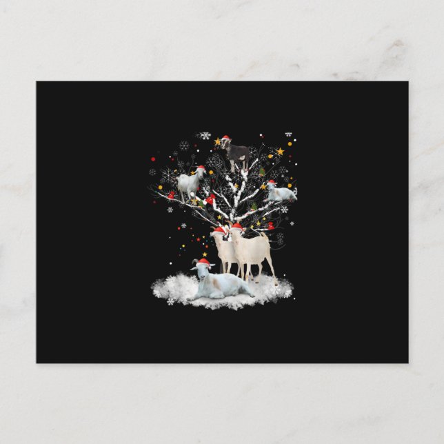 Postal De Anuncios Cabra de Navidad en árbol regalo divertido para am (Anverso)