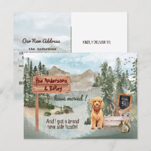 Postal De Anuncios Cachorro Goldendoodle en movimiento Madera Nueva D