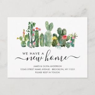 Postal De Anuncios Cactus Acuarela Nos Mudamos de Casa Lindo Cambio d