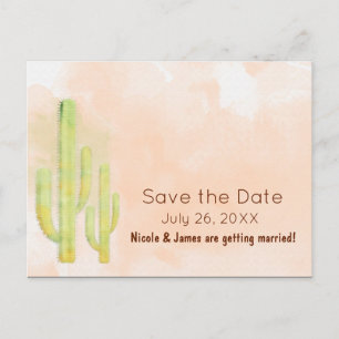 Postal De Anuncios Cactus Acuarela Save The Date del Suroeste