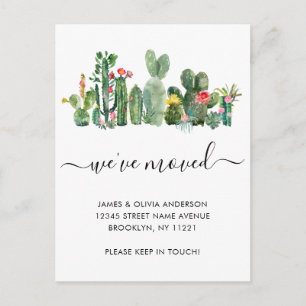 Postal De Anuncios Cactus de Acuarela Nos Mudamos a Nuevo Hogar Mudan