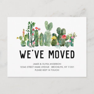 Postal De Anuncios Cactus de Acuarela Nos Mudamos de Hogar Monada Mud