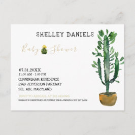 Postal De Anuncios Cactus no-género simple y potente Baby Shower