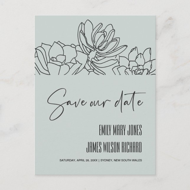 POSTAL DE ANUNCIOS CACTUS SUCCULENTO DEL DESIERTO GRIS BOCETO GUARDAR (Anverso)