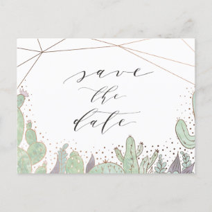 Postal De Anuncios Cactus & Terrarium Geometric Save the Date