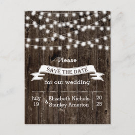 Postal De Anuncios Cadena de luces en la boda de madera antigua Guard