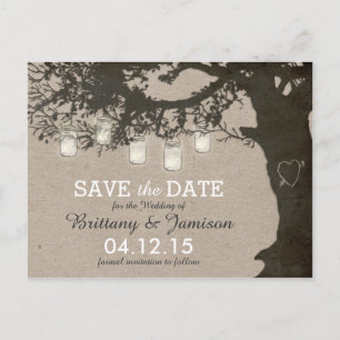 Postal De Anuncios Cadena Mason Jar enciende árbol rústico Guardar fe