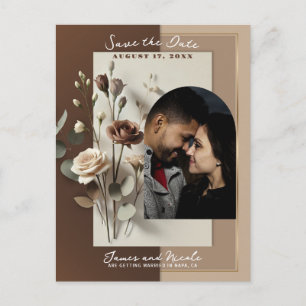 Postal De Anuncios Café Moca Café con Leche Marrón Floral Neutro Guar