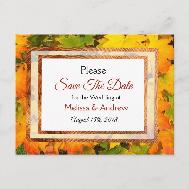 Postal De Anuncios Caída Sale de la Boda de Otoño Guardar la Fecha (Anverso)