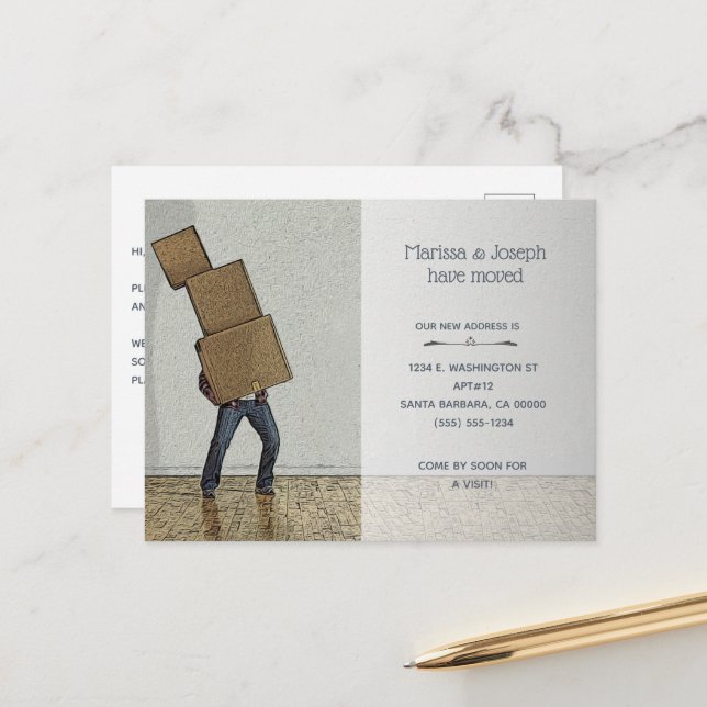 Postal De Anuncios Cajas móviles divertidas nueva casa (Anverso/Reverso In Situ)