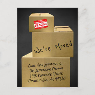 Postal De Anuncios Cajas móviles modernas Nueva dirección