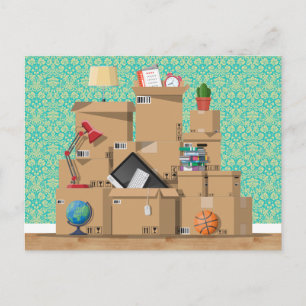 Postal De Anuncios Cajas móviles Nueva dirección de la casa