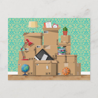 Postal De Anuncios Cajas móviles Nueva dirección de la casa