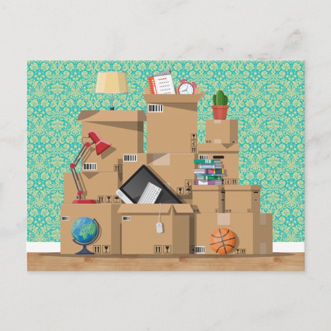 Postal De Anuncios Cajas móviles Nueva dirección de la casa (Anverso)