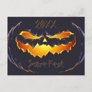 Postal De Anuncios Calabaza Negra de Halloween Espeluznante