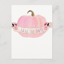 Postal De Anuncios Calabaza Rosa Brillo Otoño Rústico Guarde la Fecha