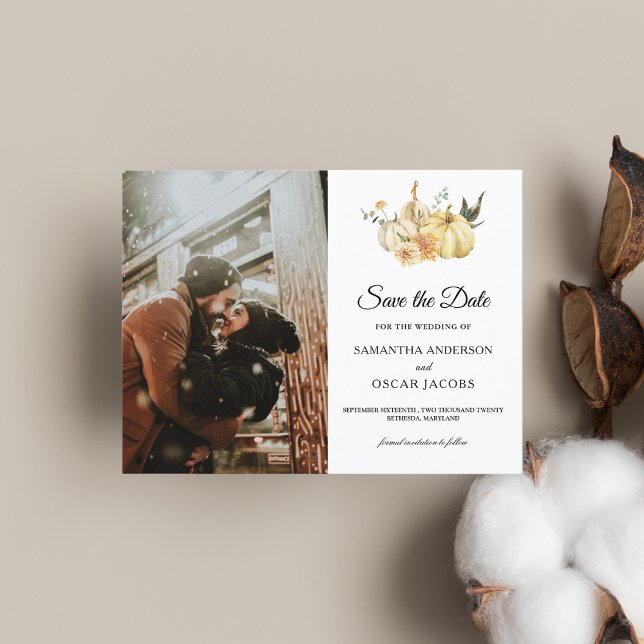Postal De Anuncios Calabaza y Flores de Acuarela de Otoño de Moda (Subido por el creador)