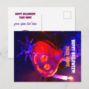 Postal De Anuncios Calabazas de Halloween de neón