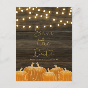 Postal De Anuncios Calabazas de Otoño y Luces de Cadenas Rústicas Gua