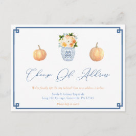 Postal De Anuncios Calabazas Elegantes Flores de Otoño Cambio de Dire