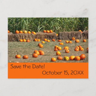 Postal De Anuncios Calabazas, maíz y heno Otoño salvar la fecha