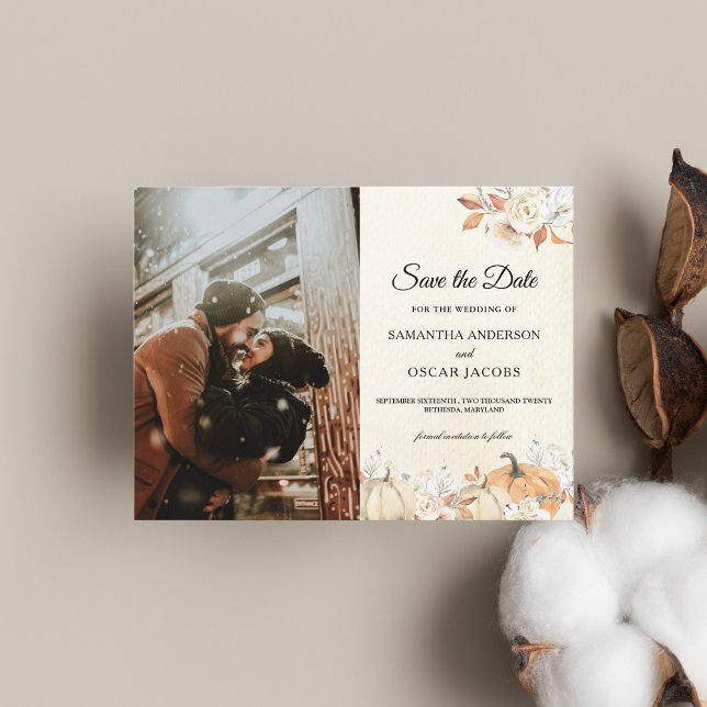 Postal De Anuncios Calabazas y Flores de Otoño Rústicas (Subido por el creador)