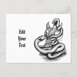 Postal De Anuncios Calavera - Cabeza de diablo con serpiente