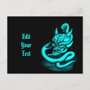 Postal De Anuncios Calavera - Cabeza de diablo con serpiente