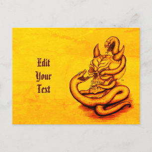 Postal De Anuncios Calavera - Cabeza malvada con serpiente