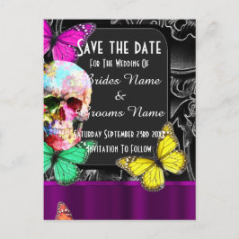 Postal De Anuncios Calavera gótica y negro salven la fecha
