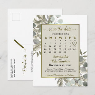 Postal De Anuncios Calendario de Adviento de Eucalipto y Pino Taupe T