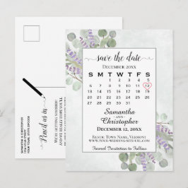 Postal De Anuncios Calendario de Aniversario de Boda Eucalipto Blanco