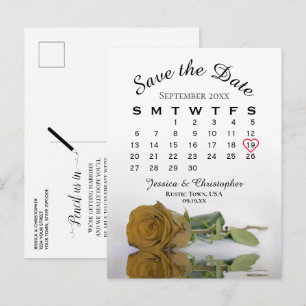 Postal De Anuncios Calendario de Boda Ocre Dorado Rosa Ahorra la Fech