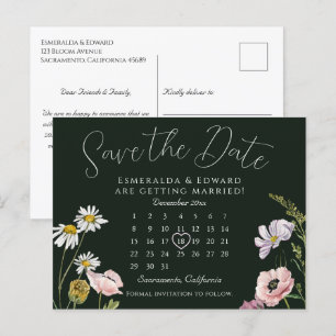 Postal De Anuncios Calendario de Bodas de flores silvestres de Esmera