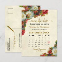 Calendario de Bodas Rosas Victorianas para Guardar