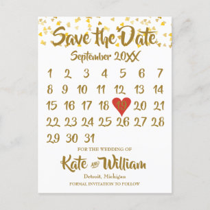 Postal De Anuncios Calendario de confeti Love Hearts Save the Date