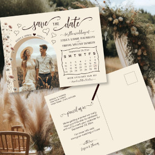 Postal De Anuncios Calendario de flores silvestres boho y foto para g