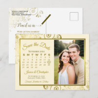 Calendario de Foto de Boda en Oro y Crema para Gua