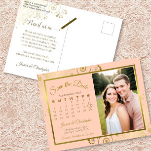 Postal De Anuncios Calendario de Foto para Guardar la Fecha de Boda e