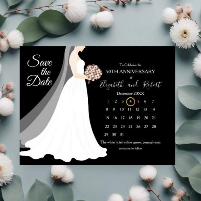Postal De Anuncios Calendario de la fecha del aniversario de bodas nú (Subido por el creador)