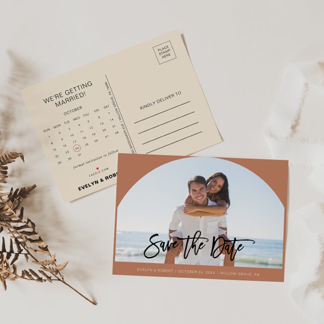 Postal De Anuncios Calendario de Terracota de Foto de Boda Save the D (Subido por el creador)