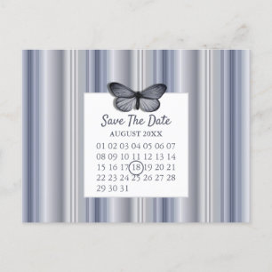 Postal De Anuncios Calendario Guardar la Fecha Mariposa Azul Plateada