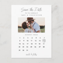 Calendario Mínimo Foto Boda Save the Date
