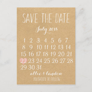 Postal De Anuncios Calendario para guardar la fecha