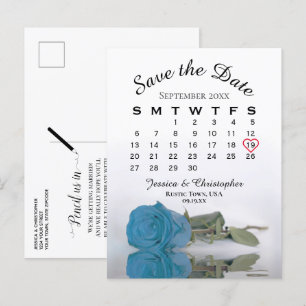 Postal De Anuncios Calendario Rosa azul turquesa Guardar fecha