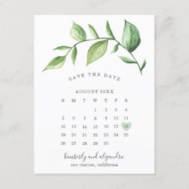Postal De Anuncios Calendario Rústico Verde Guarda la Fecha